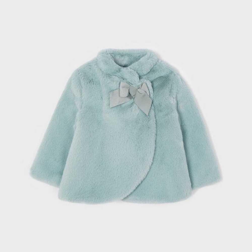 Size 18 months Baby Mayoral Light Blue Faux Fur Cape with Bow